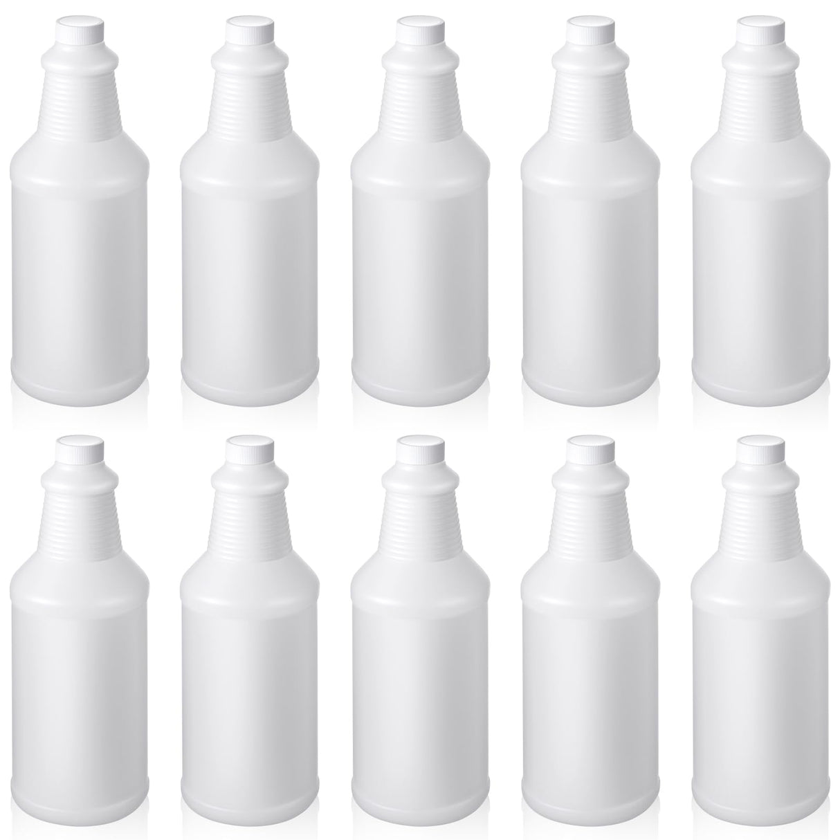 Honeydak 10 Pcs Chemical Resistant 32 oz Bottles, Commercial-grade Quality Reusable Plastic Bottle, Hdpe Plastic, Suitable for Home, Garden, Work (Nozzles Not Include)