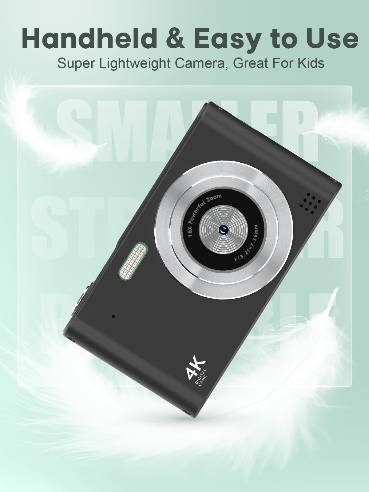 Digital Kids Camera 1080P Vlog Camera with 64GB, Lanyard, 16X Zoom Anti Shake, Card Reader 44MP Compact Portable Point Shoot Digicam for Kid Teen Girl Boy Christmas Halloween Thanksgiving(Black)