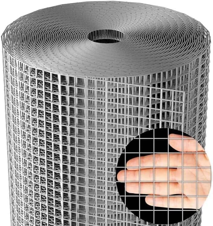 AMAGABELI GARDEN & HOME Hardware Cloth 1/2 inch 48inx50ft 19 Gauge Square Chicken Wire Galvanizing After Welding Fence Mesh Roll Raised Garden bed Plant Supports Poultry Netting Cage Snake Fence JW007