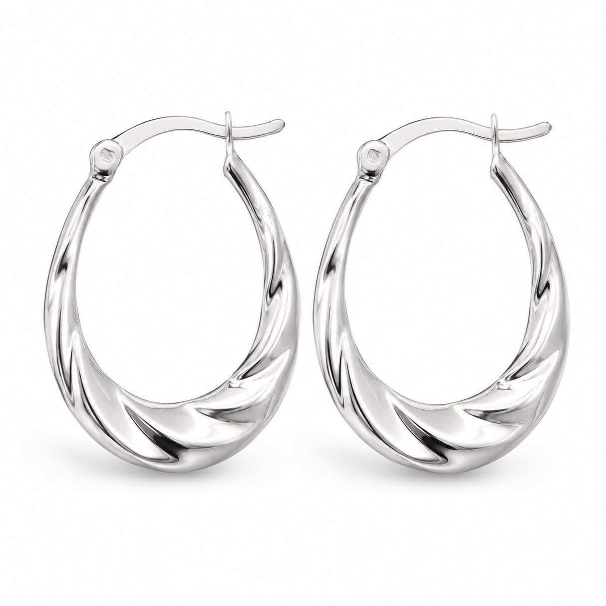 LeCalla 925 Sterling Silver Hoop Earrings | Lightweight Classic Small Oval Shrimp Hoops Earring for Women - 25MM