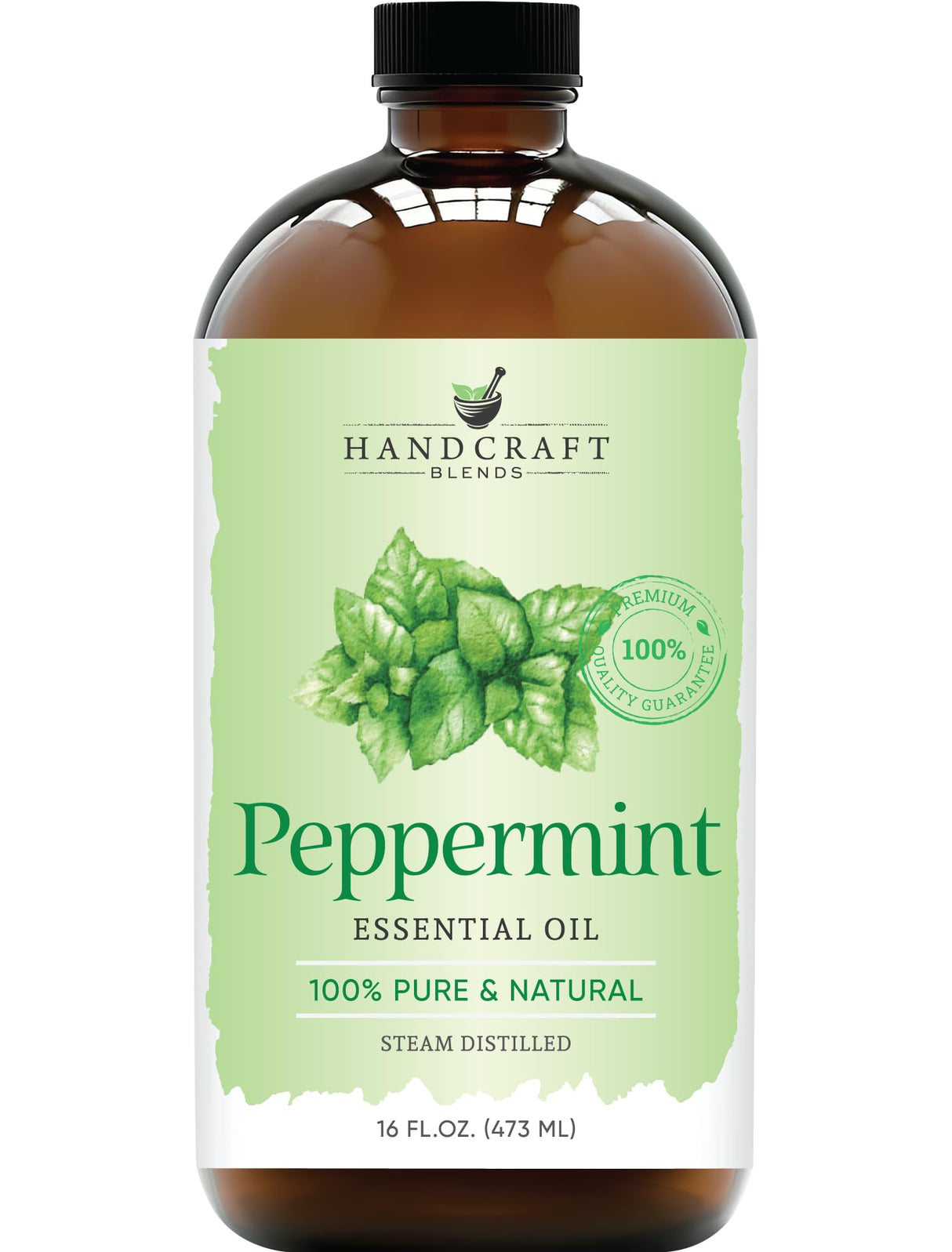 Handcraft Blends Peppermint Essential Oil in Glass Bottle - Huge 16 Fl Oz - 100% Pure and Natural - Premium Grade Essential Oil for Diffuser and Aromatherapy, and DIY Soap Making