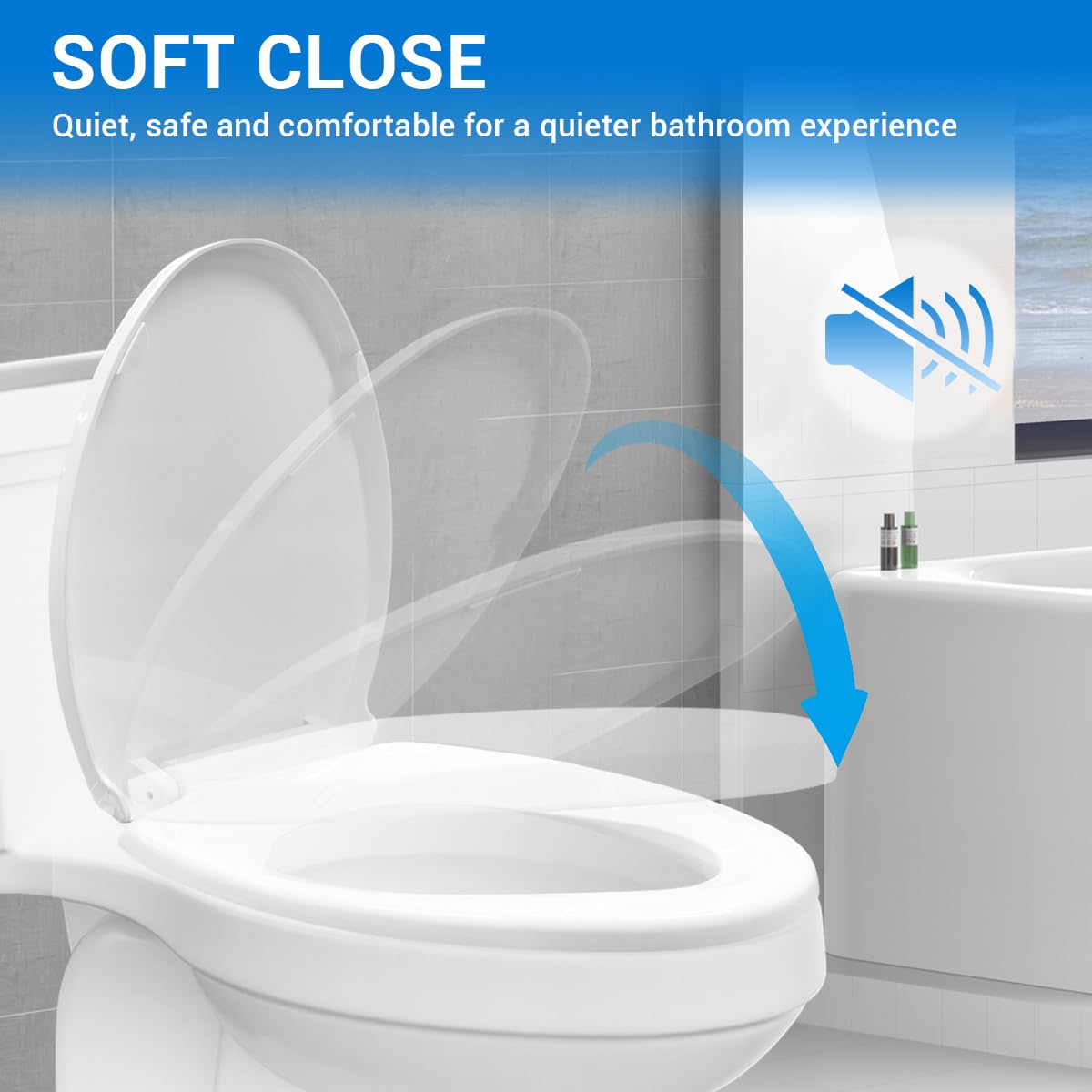 Round Toilet Seat 16.5" - Soft Close, Durable PP Toilet Seat, Easy Installation & Removal, Fits Most Toilet Bowls