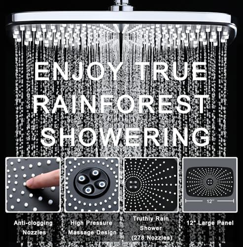High Pressure Rain Shower Head: Upgrade Shower Heads with Handheld Spray Combo with Fixed Showerhead and 10 Sprays Handheld Shower Head, Detachable Shower head Built-in Magnetic Docking and Power Jets