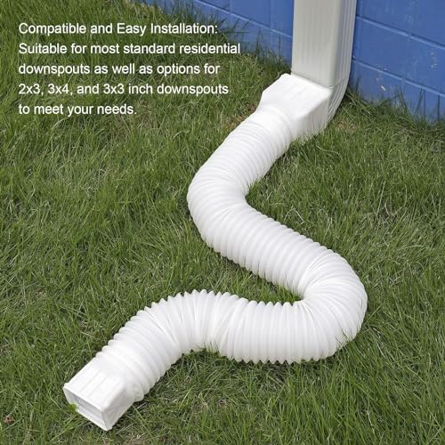 2 Pack Flexible Rain Gutter Downspout Extensions,Drain Downspout Extender,Gutter Extension Flexible,Down Spout Drain Extension Pipes,Extendable from 21 to 60 Inches (Brown)