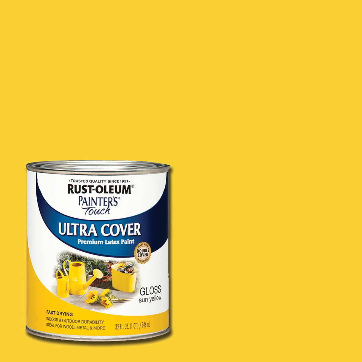 Rust-Oleum 1945502 Painter's Touch Latex Paint, Gloss Sun Yellow, 1 Quarts(Pack of 2)