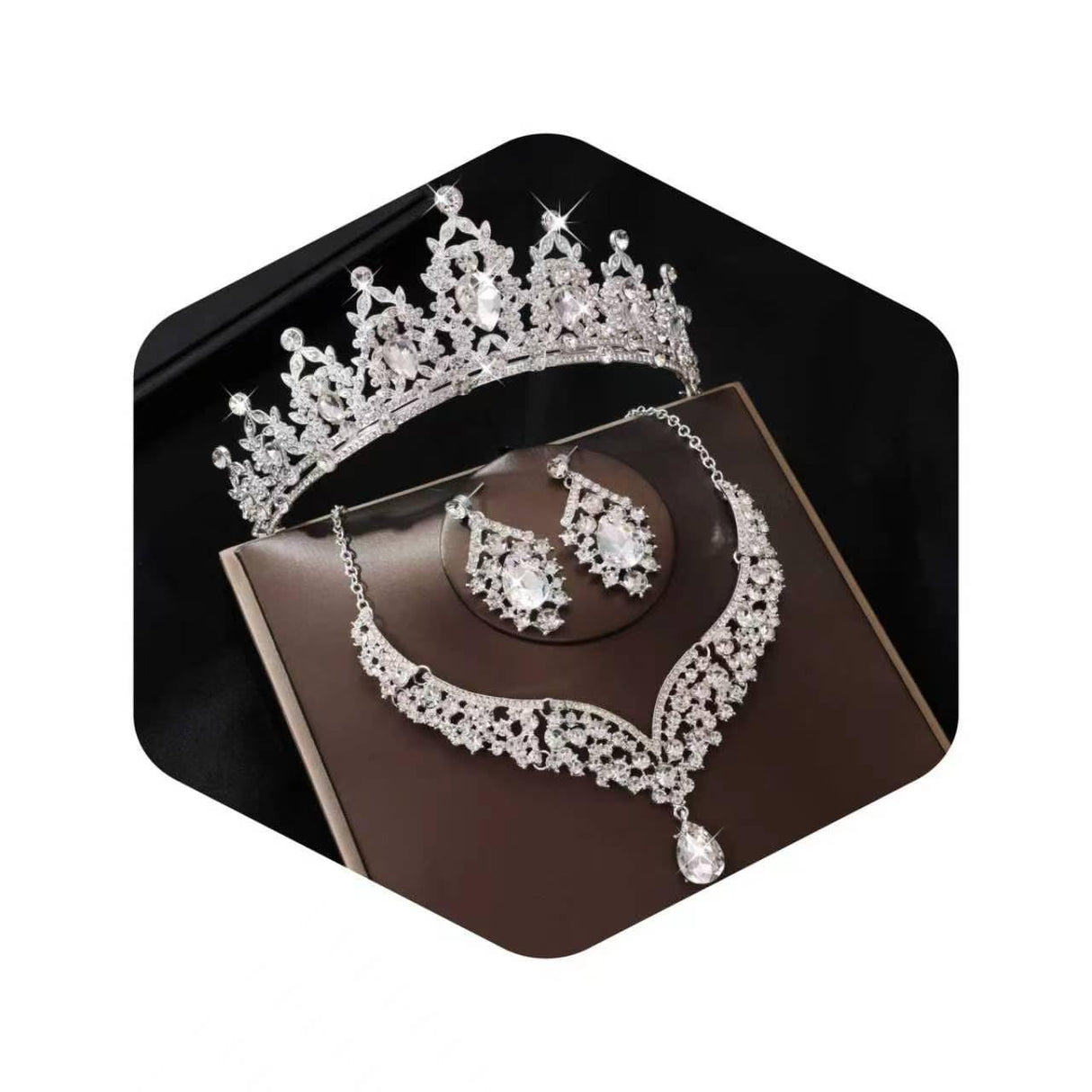 FIRCRE Crowns and Tiaras jewelry sets for Wedding princess birthday Party Halloween Prom Pageant Jewelry for Women Crystal Bridal Jewelry Set for women (Silver)