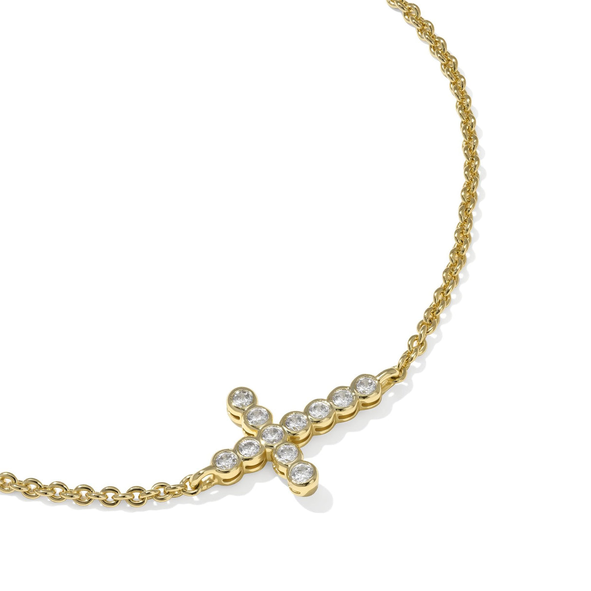 Kendra Scott Cross Crystal Delicate Chain Bracelet in White Cubic Zirconia, 14k Gold-Plated Brass, Fashion Jewelry for Women