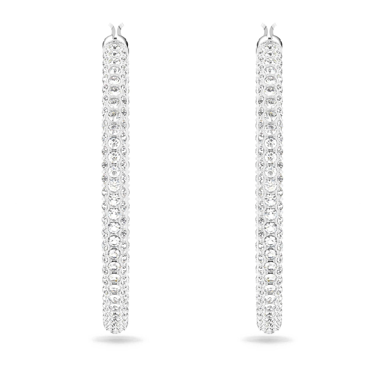 Swarovski Dextera Women's Hoop Pierced Earrings with White Crystals in a Rhodium Plated Setting