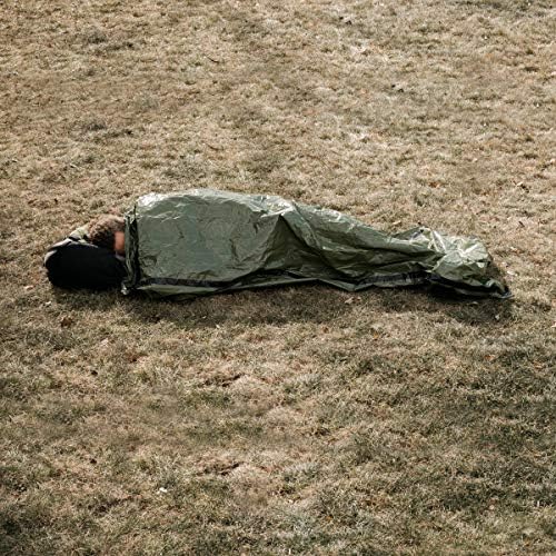Survival Frog Tact Bivvy 2.0 Emergency Sleeping Bag w/Stuff Sack, Carabiner, Survival Whistle, ParaTinder - Compact, Lightweight, Waterproof, Reusable, Thermal Bivy Sack Cover, Shelter Kit