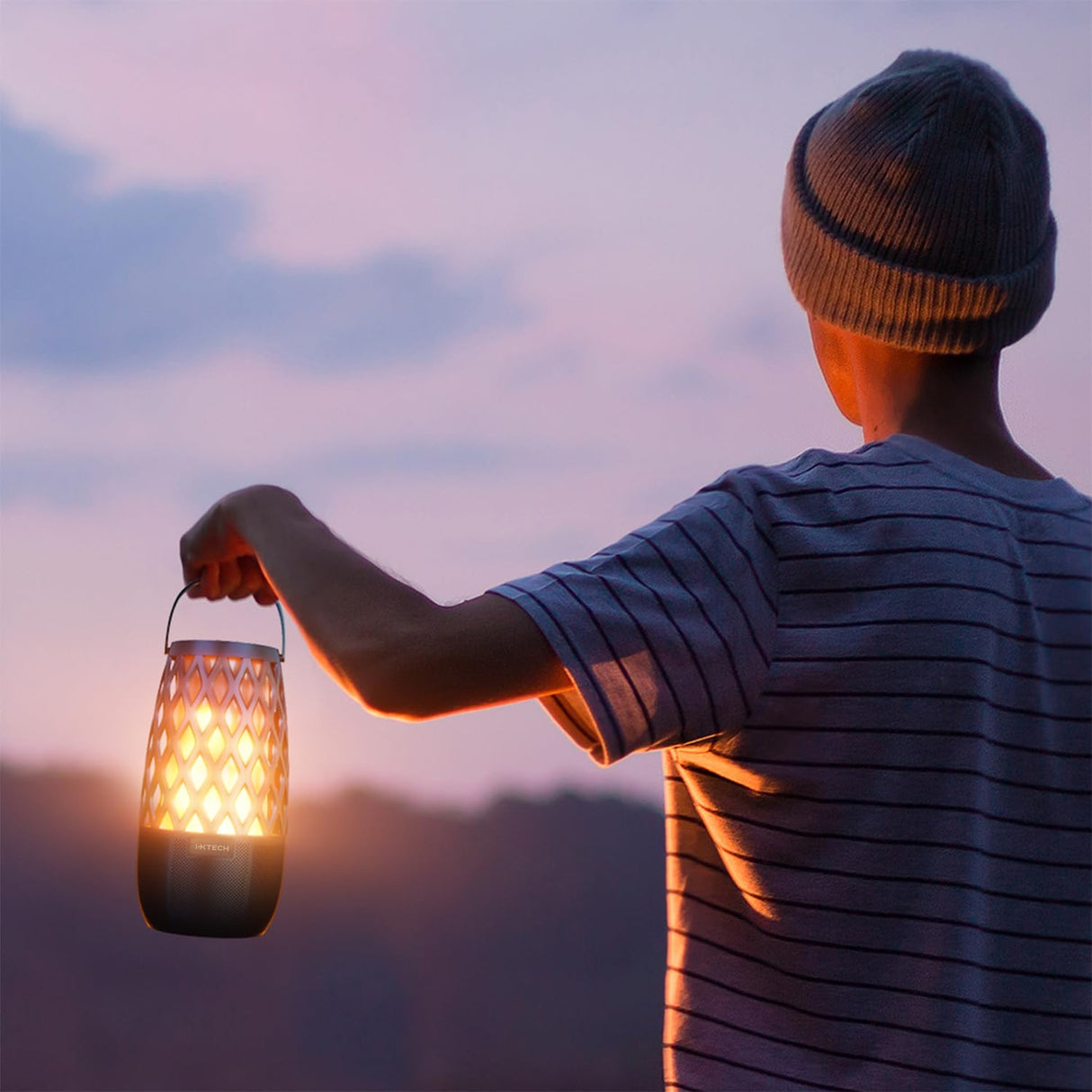 IXTECH Outdoor Bluetooth Speaker Waterproof Wireless Portable Speaker with LED Flame Lights Linkable Torch Lantern for Party Pool Camping Halloween Christmas Birthday Gift 2 Pack