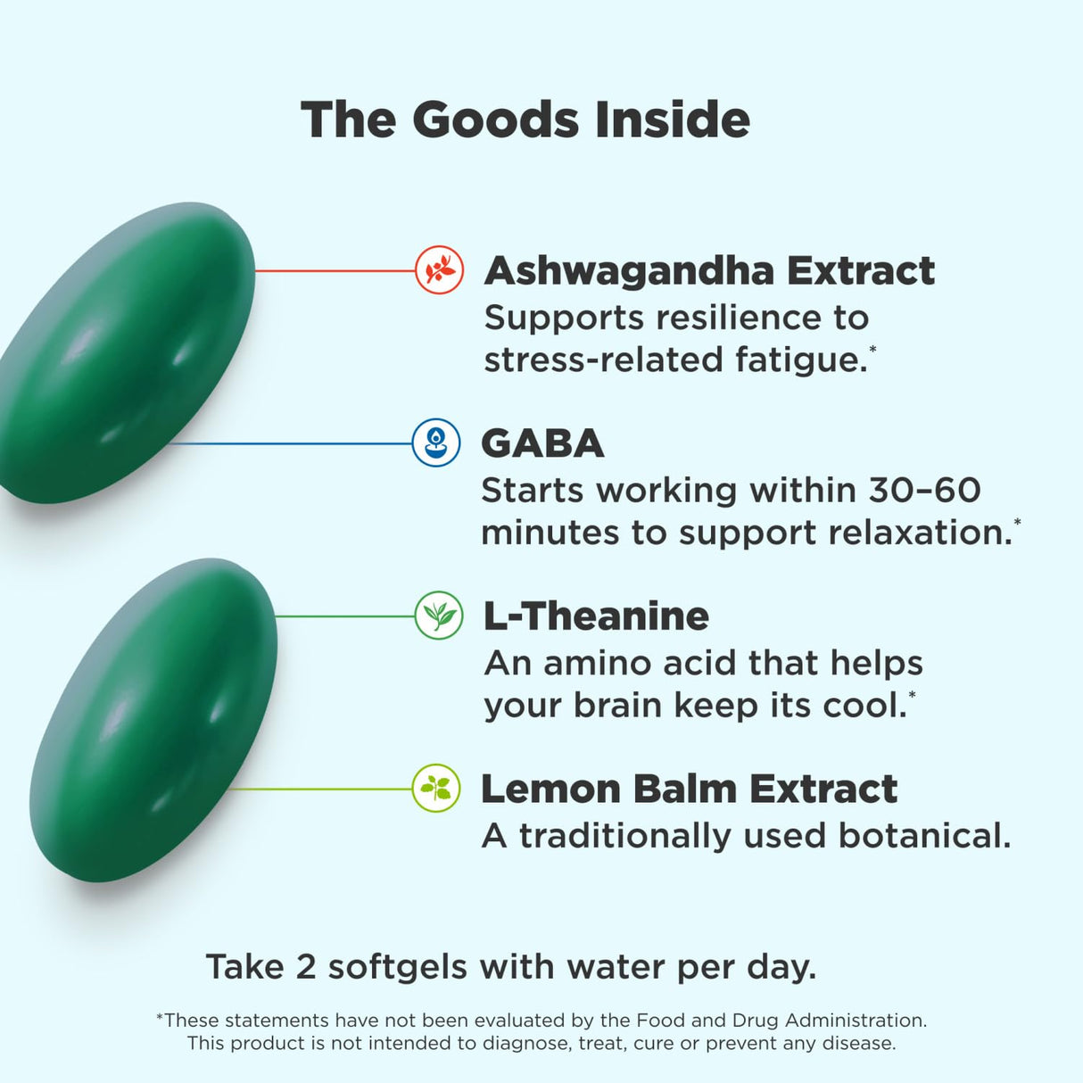 OLLY Ultra Strength Goodbye Stress Softgels, GABA, Ashwagandha, L-Theanine and Lemon Balm, Stress Relief Supplement - 60 Count