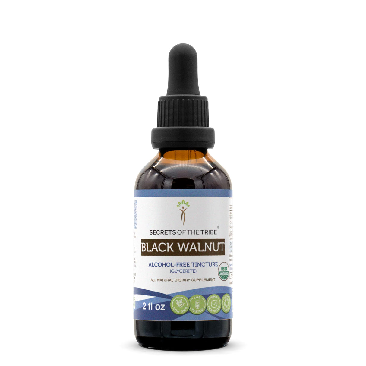 Secrets of the Tribe Black Walnut USDA Organic | Alcohol-Free Extract, High-Potency Herbal Drops | Made from 100% Certified Organic Black Walnut (Juglans Nigra) Dried Hull 2 oz