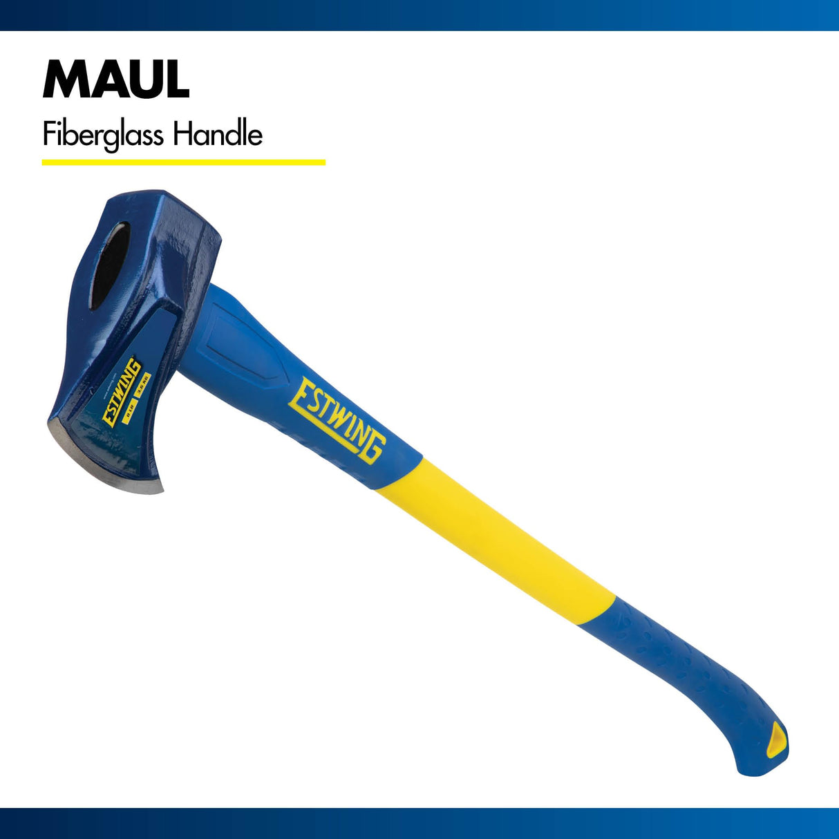 Estwing 8 lb Wood Splitting Maul with 36-Inch Fiberglass Handle - Forged Head Hardened to 50–55 HRC, Heavy-Duty Log Splitter, Model #62374
