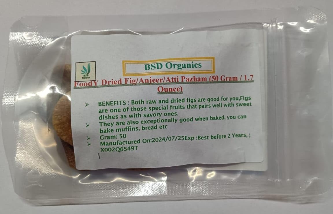BSD Organics FoodY Dried Fig/Anjeer/Atti Pazham (50 Gram / 1.7 Ounce)