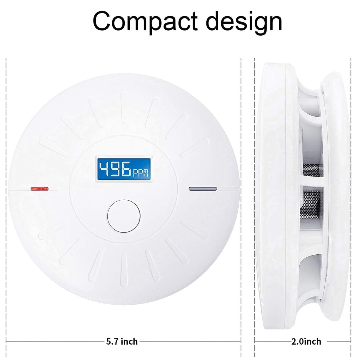 2 Pack 10 Year Battery Operated Smoke and Carbon Monoxide Detector, Portable Fire Co Alarm for Home and Kitchen (White)