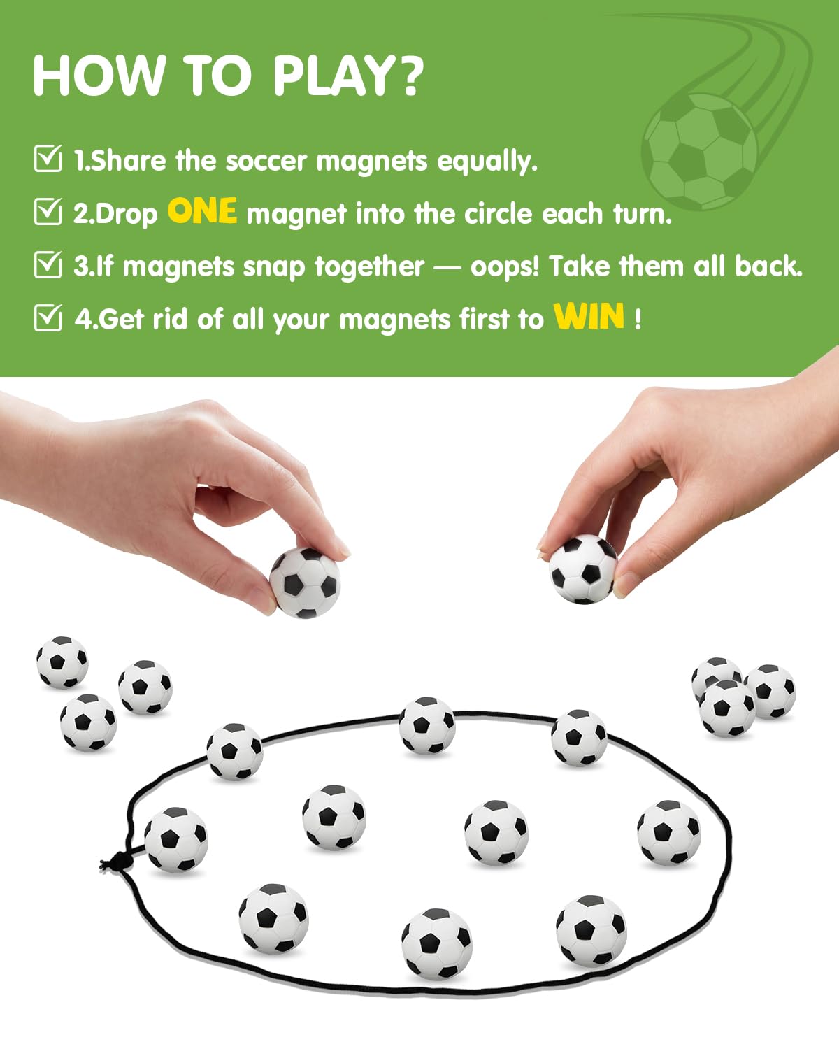 Nevzan Soccer Magnetic Game with String & 20 Football-Shaped Stones