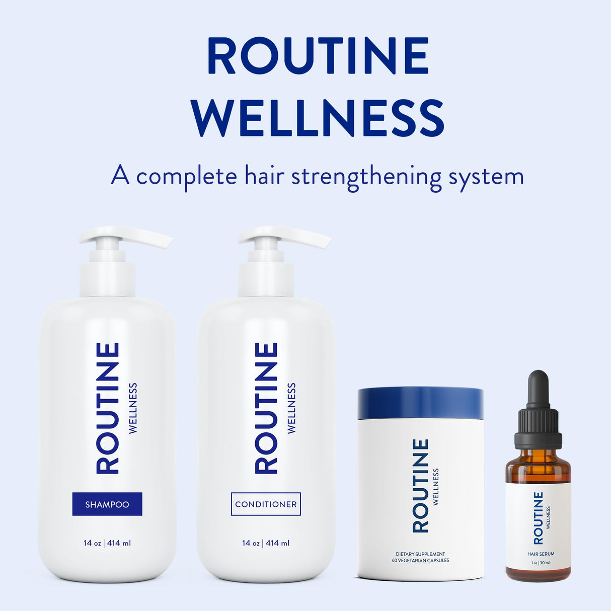 Routine Wellness Hair Growth Supplement - Clinically Proven for Thicker, Fuller Hair - Reduces Wrinkles, Fine Lines - Gluten Free, Ideal for Women & Men with Thinning Hair - 3 Bottles, 90 Day Supply