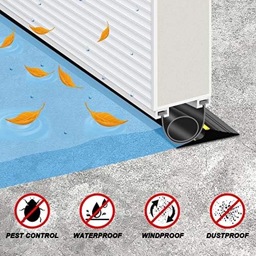 Jin&Bao Universal Garage Door Threshold Seal Strip 16FT Kit, Bottom Waterproof Rubber Weather Stripping Replacement(Yellow, 1 Adhesive)