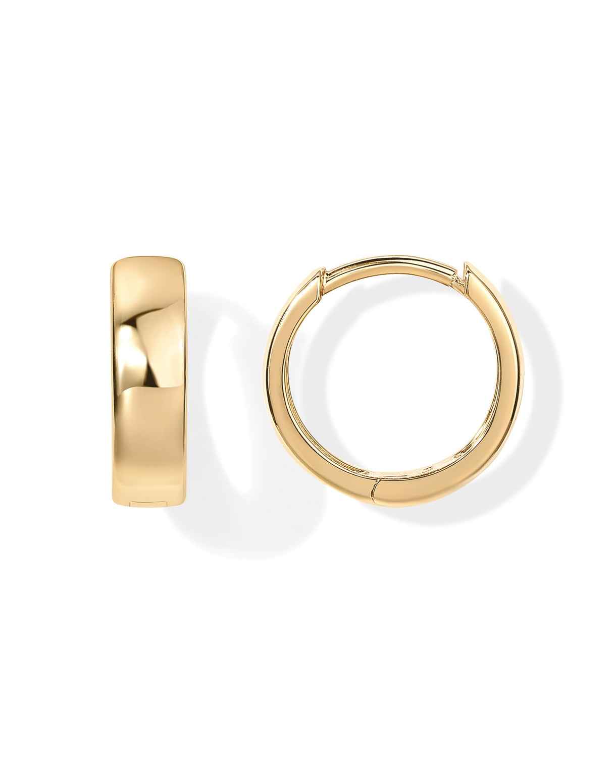 PAVOI Small Huggie Earrings, 925 Silver, Yellow Gold, Size 13 Millimeters