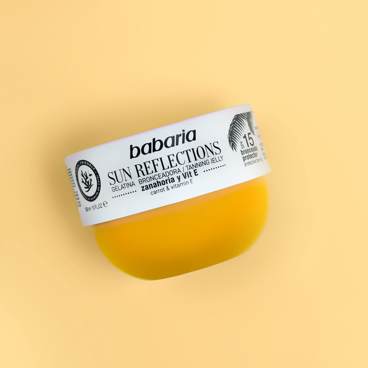 Babaria Carrot Gel Radiant Tan SPF15 Gelatin, 10.1 Fl Oz, Unisex, 100% Vegan, Coral Friendly