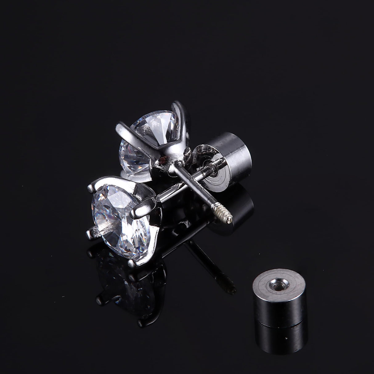 MILACOLATO 5 Pairs 925 Sterling Silver Stud Earrings for Women 6MM CZ