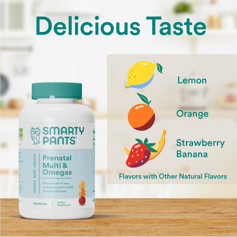 SmartyPants Prenatal Vitamins for Women, Multivitamin Gummies: Omega 3 Fish Oil (EPA/DHA), Biotin, Methylfolate, Vitamin D3, C, Vitamin B12, B6, A, K & Zinc, Inositol, 80 Count (20 Day Supply)