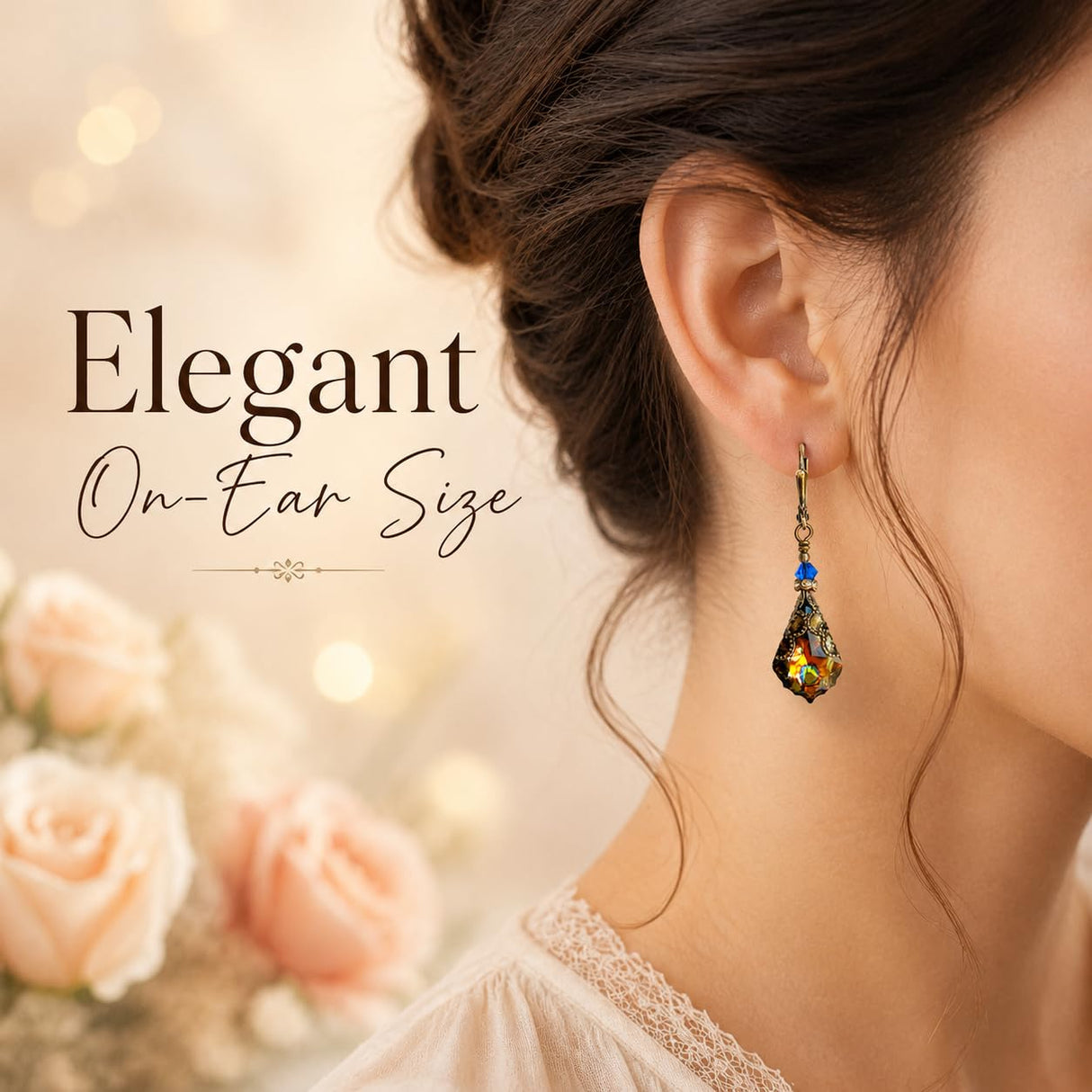 HisJewelsCreations Peacock Dangle Earrings adorned with Swarovski® Crystals