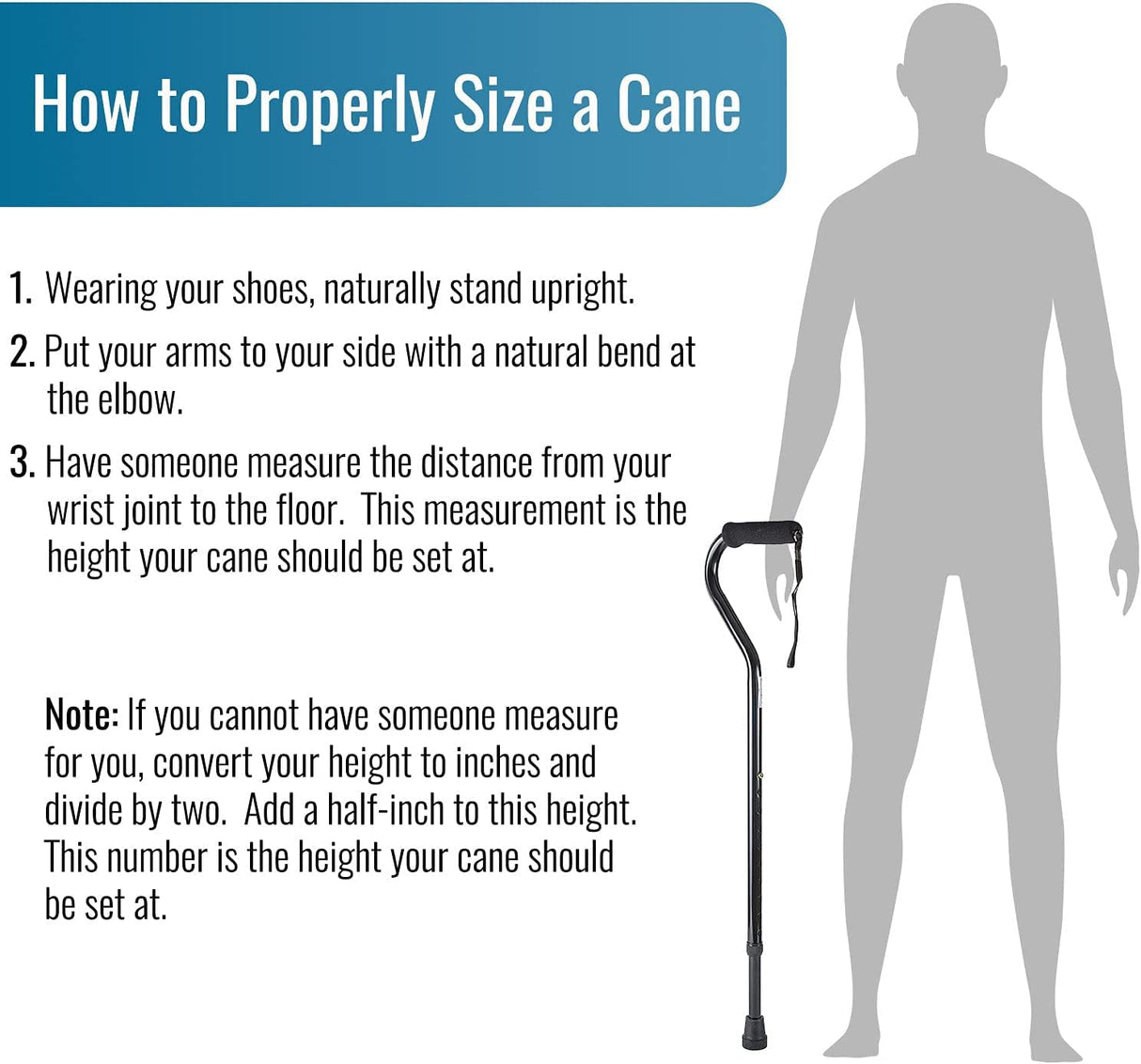 DMI Walking Cane and Walking Stick for Adult Men and Women, FSA Eligible, Lightweight and Adjustable from 30-39 Inches, Supports up to 250 Pounds with Ergonomic Hand Grip and Wrist Strap, Black