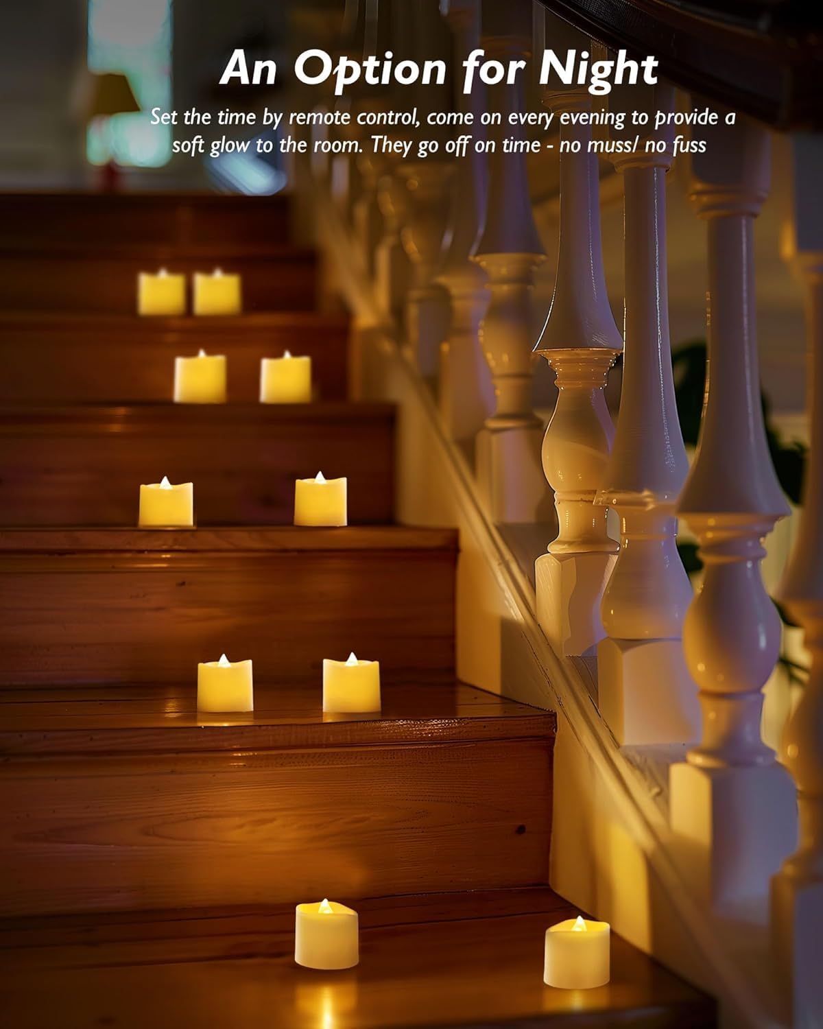 Homemory 24Pack 400+ Hour Timer Remote Control Flameless Votive Candles, Battery Operated LED Tea Lights in Warm White for Outdoor, Table, Halloween, Christmas-Ivory Base