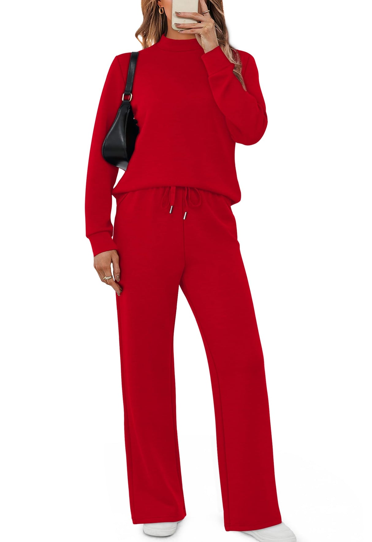 Sampeel Family Christmas Pajamas Matching Sets Winter Clothing for Women Lounge Sets for Women Christmas Sweatshirts Shirts Outfits Fashion Clothing Workout Hoodies Plus Size Red