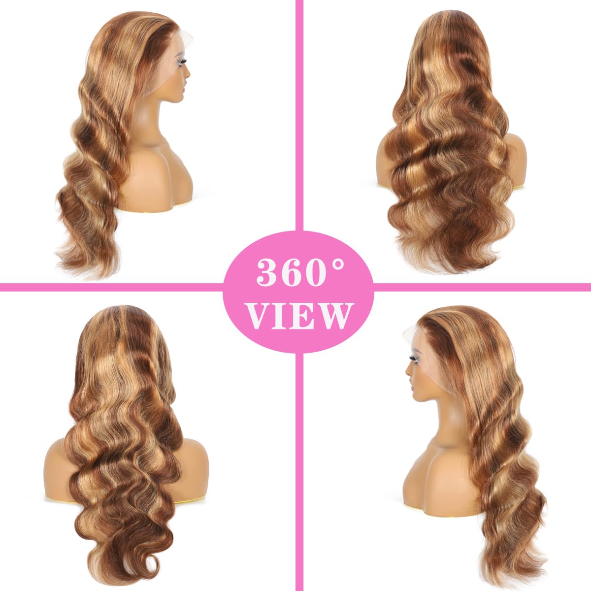 Atilck 360 Lace Front Wigs Human Hair Full Lace Human hair Wigs Ombre Lace Frontal 180 Density 4/27 Colored Honey Blonde 360 HD Transparent Wigs for Black Women (22 Inch)