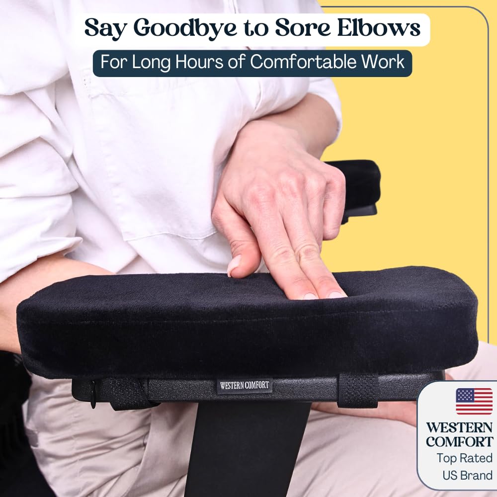 WESTERN COMFORT Office Chair Arm Pads - Soft & Comfortable Memory Foam Arm Rest for Desk Chair & Gaming Chair Armrest Pads - Arm Rest Cover Elbow Support