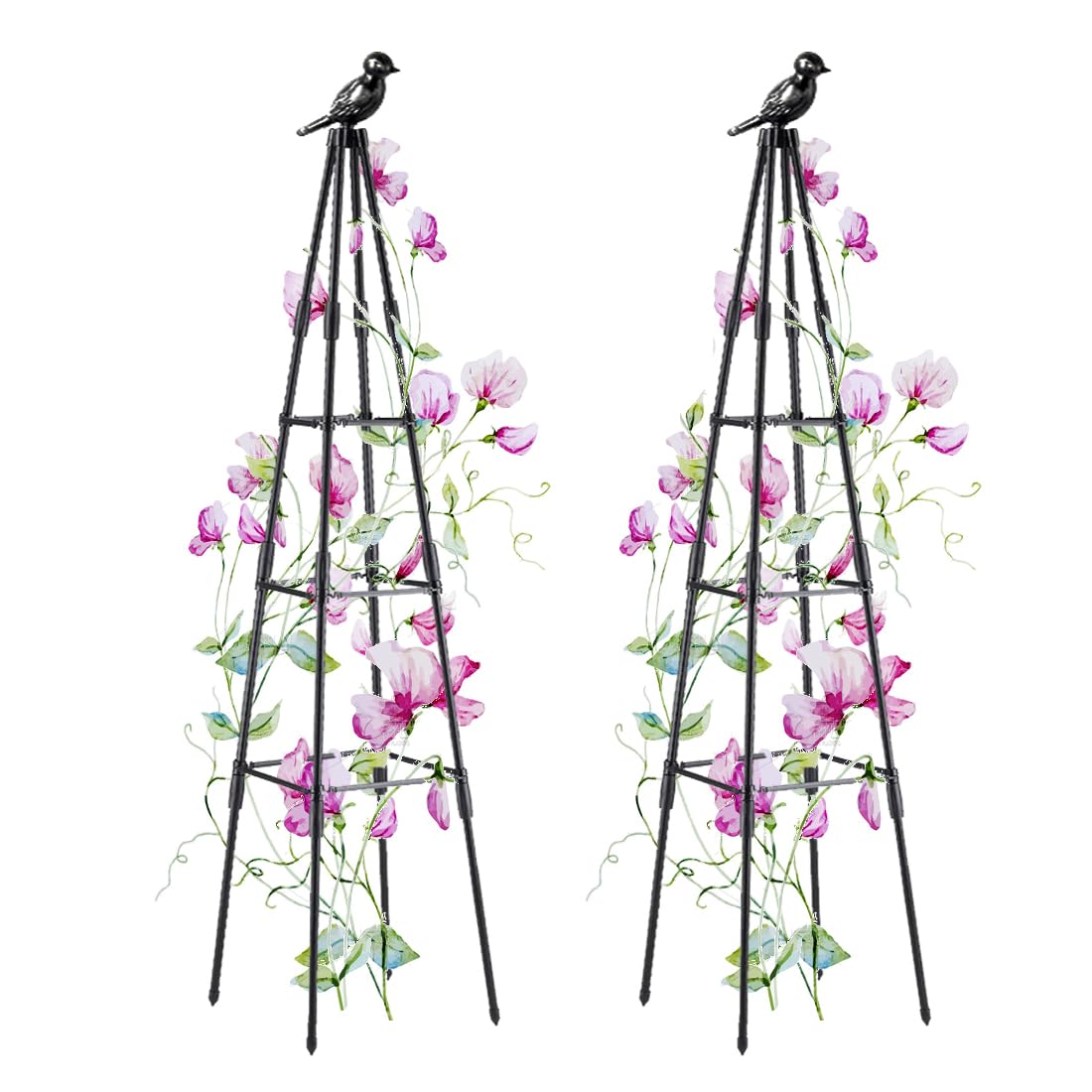 Garden Trellis, 47" Plant Trellis for Potted Plants Flowers Vegetables and Vines,Tomato Cage Tower,Garden Obelisk Trellis,Plant Support Stand for Climbing Plants Outdoor and Indoor-2 Pack