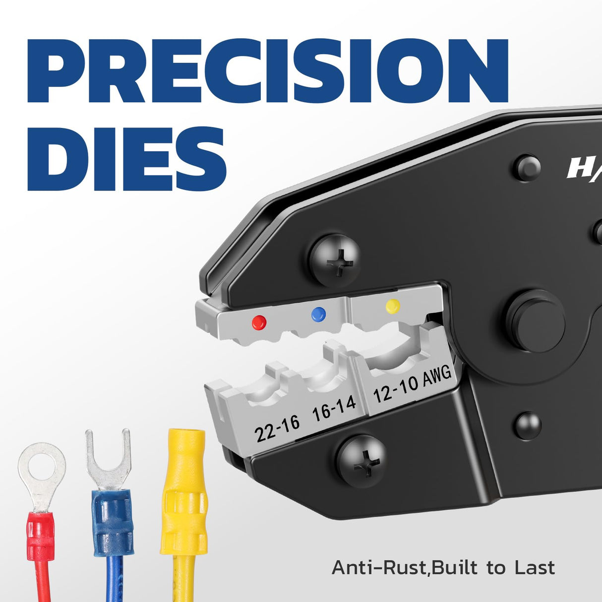 haisstronica Crimping Tool for Insulated Electrical Wire Connectors-AWG 22-10 Ratchet Crimper Tools-Racheting Wire Crimping Tools-Available for Insulated Connectors and Wire Terminal HS-9327