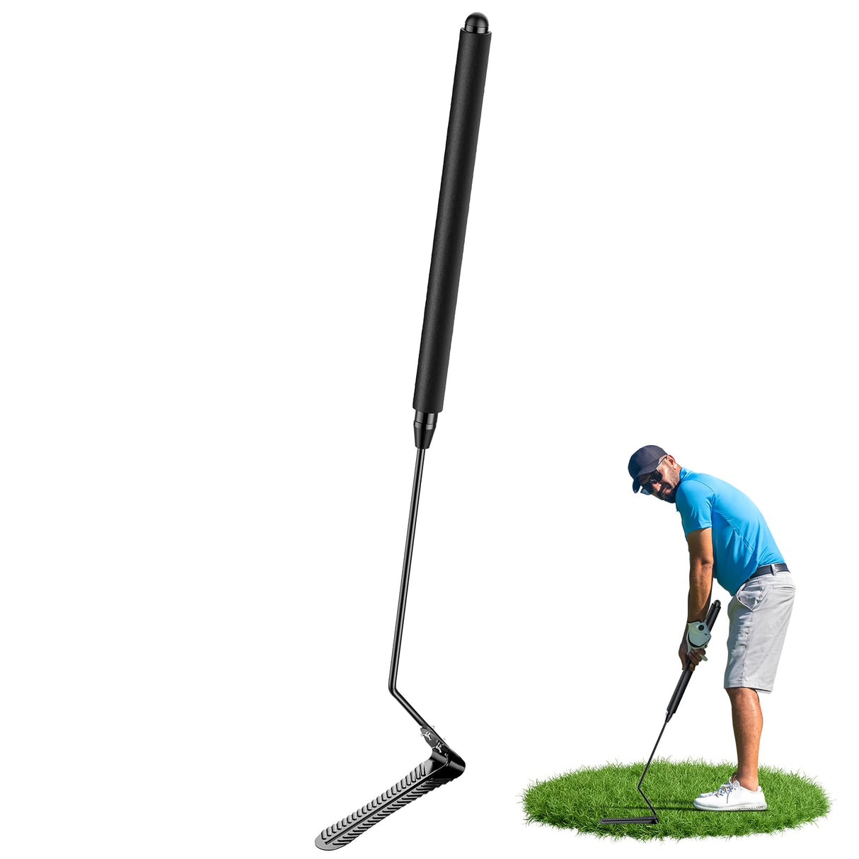 Buzzlett 37" Grass Whip with Double-Edged Serrated Blade, Manganese Steel