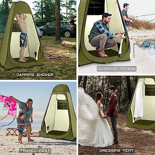 BRIAN & DANY Pop Up Shower Tent, Portable Privacy Camping Changing Tent, Camp Toilet Bathroom Pod with Rain Shelter & Windows, UPF 50+ & Waterproof, 47.2" x 47.2" x 74.8"