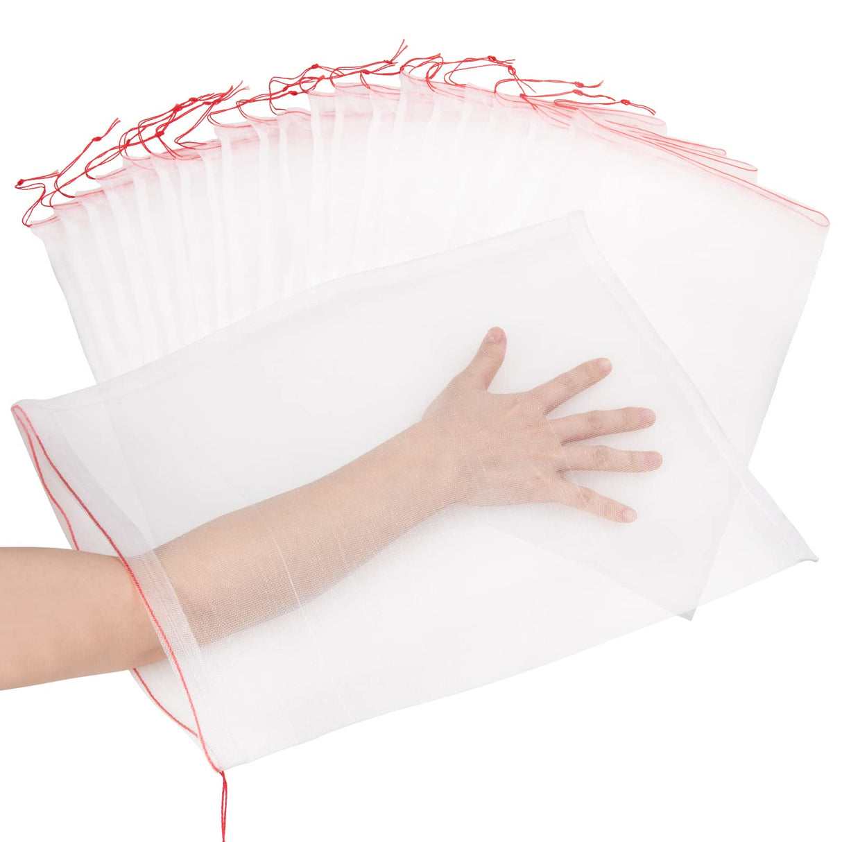 20Pcs Kikhope Fruit Protection Bags, 21"x14" Garden Netting Bags with Drawstring, Fruit Netting Bags, Fruit Tree Bags, Netting Barrier Bags for Protecting Fruits and Vegetables