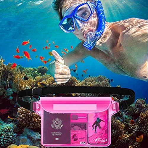AiRunTech Waterproof Pouch with Waist Strap (2 Pack) | Beach Accessories Best Way to Keep Your Phone and Valuables Safe and Dry | Perfect for Boating Swimming Snorkeling Kayaking Beach Pool Water Park