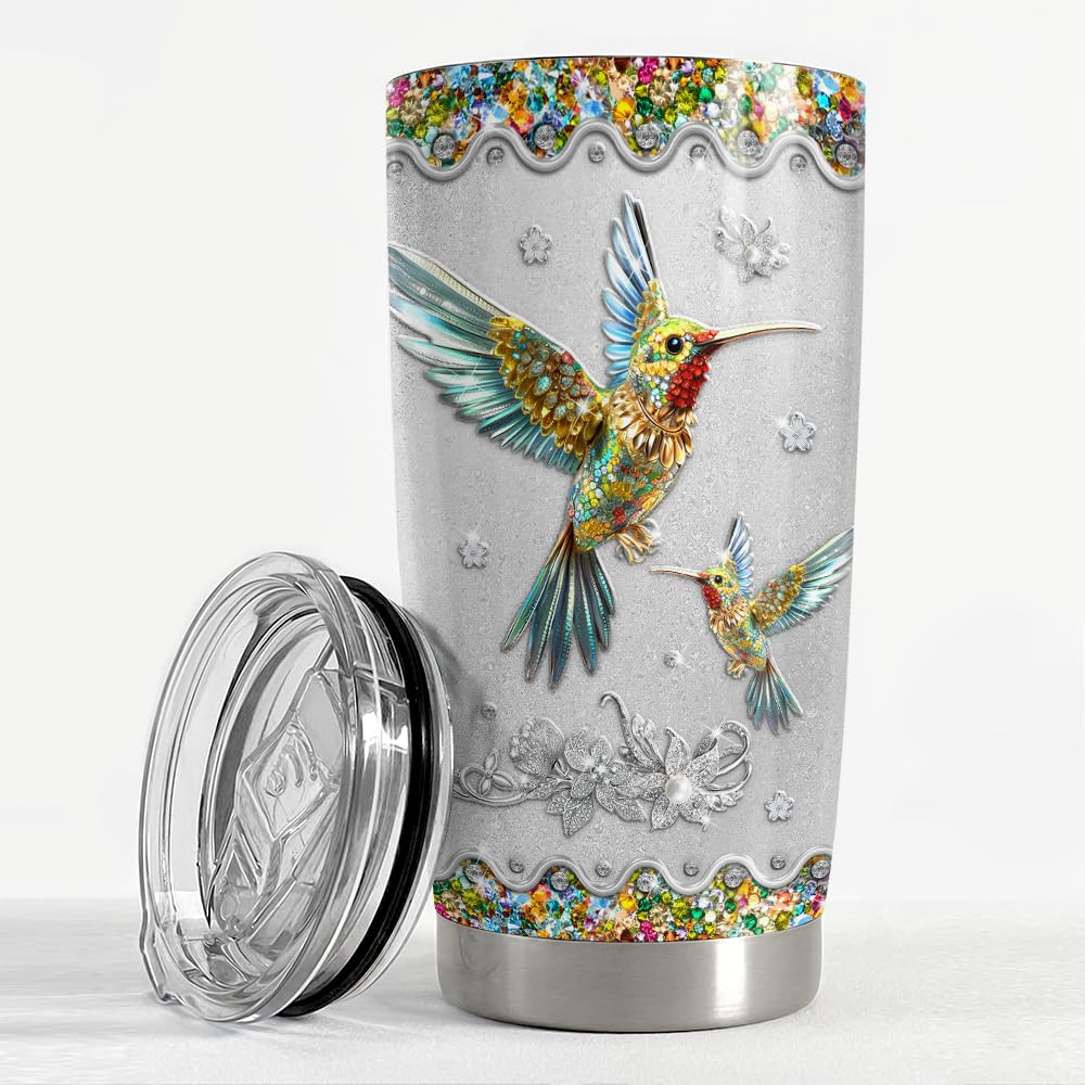 SANDJEST Hummingbird Gifts for Women Hummingbirds Tumbler 20oz Jewelry Drawings Stainless Steel Insulated Tumblers Coffee Travel Mug Cup Gift for Birthday Christmas