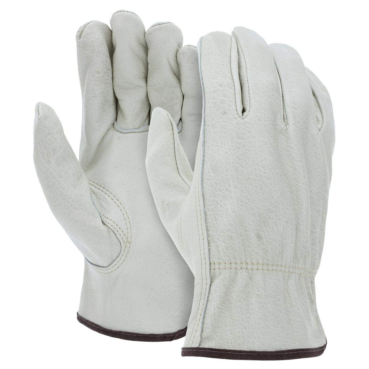 ATERET 120 Pairs Medium Heavy Duty Durable Cowhide Leather Work Gloves I Driver Gloves for Truck Driving, Warehouse, Gardening, Farming