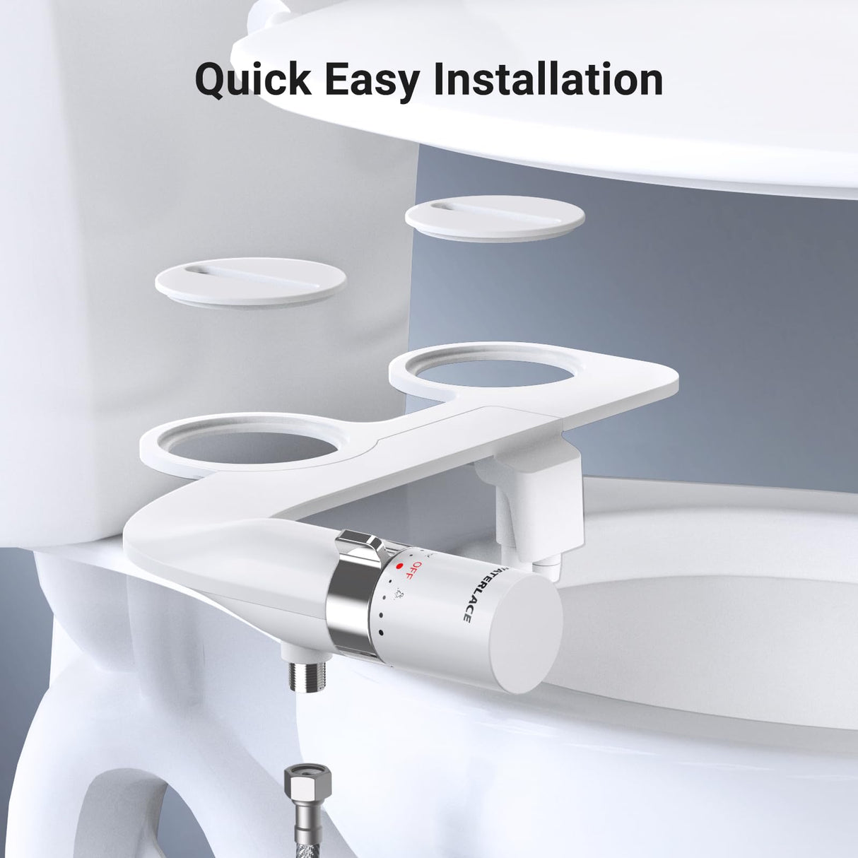 WATERLACE Bidet Attachment for Toilet Seat Sprayer - Non Electric Dual Nozzle with Cold Water - Self Cleaning Toilets Bathroom Spray for Butt Wash - Easy Slim Adjustable Pressure Control Rv Bidets