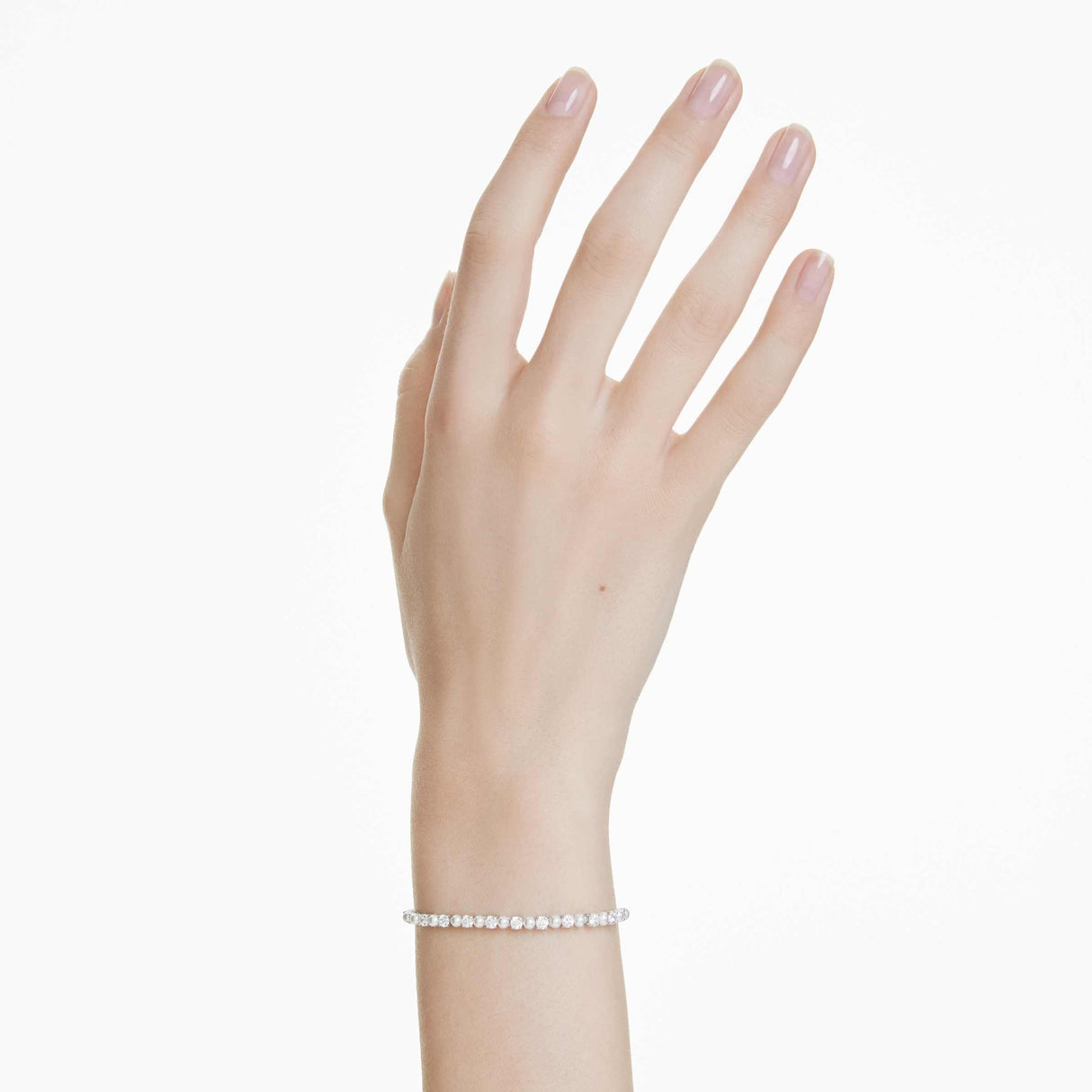 Swarovski Matrix Bracelet, Crystal Pearl, Round Cut, Clear, Rhodium Finished