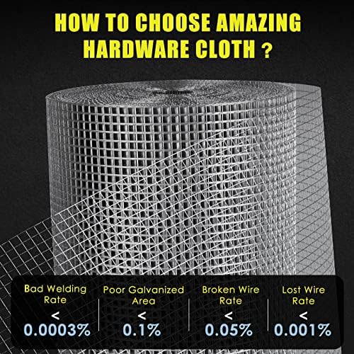GoldPeak Galvanized Hardware Cloth 1/2 inch 36 x 100 ft 19 Gauge, Hot-dip Galvanized After Welding, Chicken Wire Fencing Wire Mesh Roll Welded Wire Fence Gopher Wire Cloth Rodent Wire