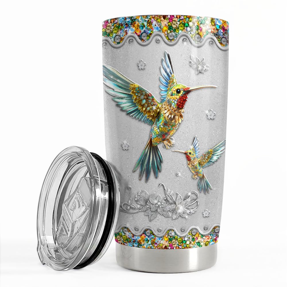 SANDJEST Hummingbird Gifts for Women Hummingbirds Tumbler 20oz Jewelry Drawings Stainless Steel Insulated Tumblers Coffee Travel Mug Cup Gift for Birthday Christmas