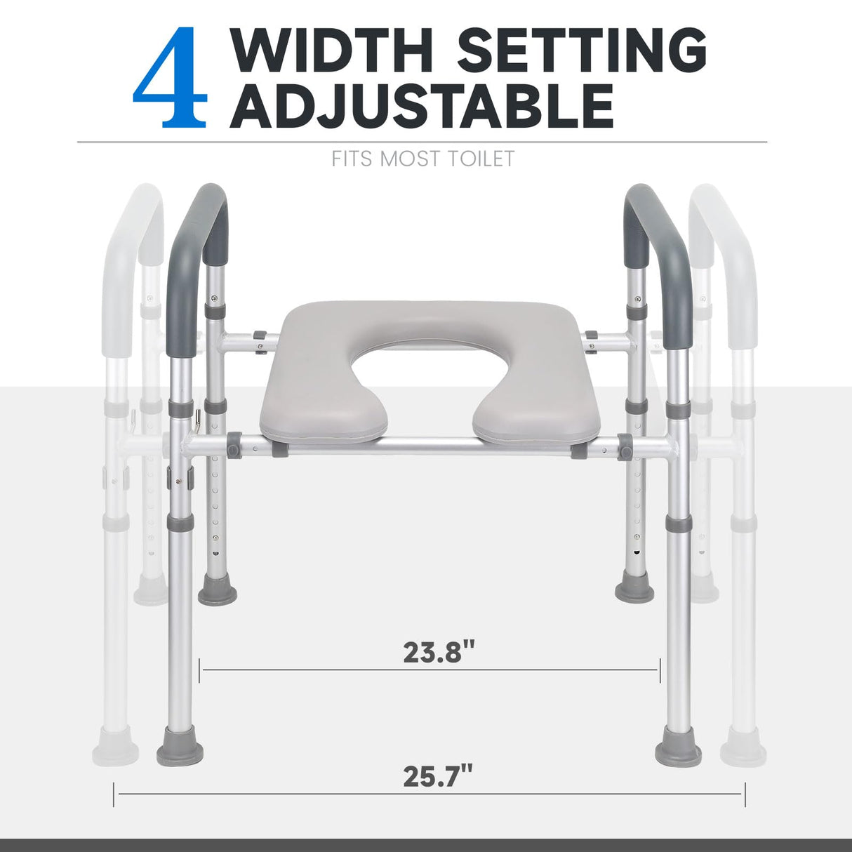 Raised Toilet Seat with Handles, 400lb Handicap Toilet Seat with Handles Over Toilet, Commode Chair with Adjustable Height & Width, Toilet Seat Risers for Seniors, Elderly, Handicap