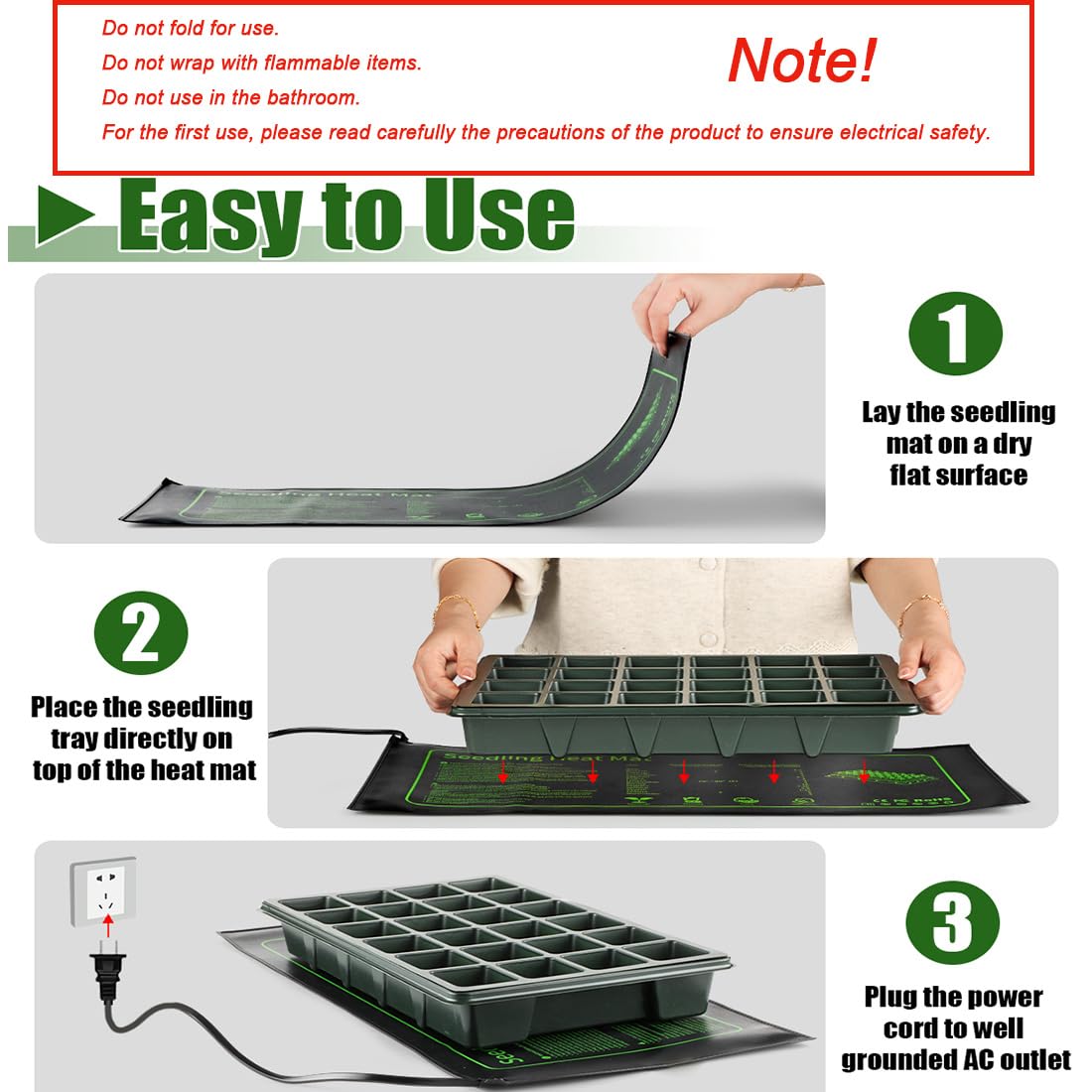 2 Pack Plant Heating Mat, 10”x20.5" Waterproof Seedling Heat Mat for Seed Starting Seeds Germination Plants, 18W Graphene Thick Reusable Heating Pads Fit For 1020 Seedling Trays, Ideal Gardening Gifts