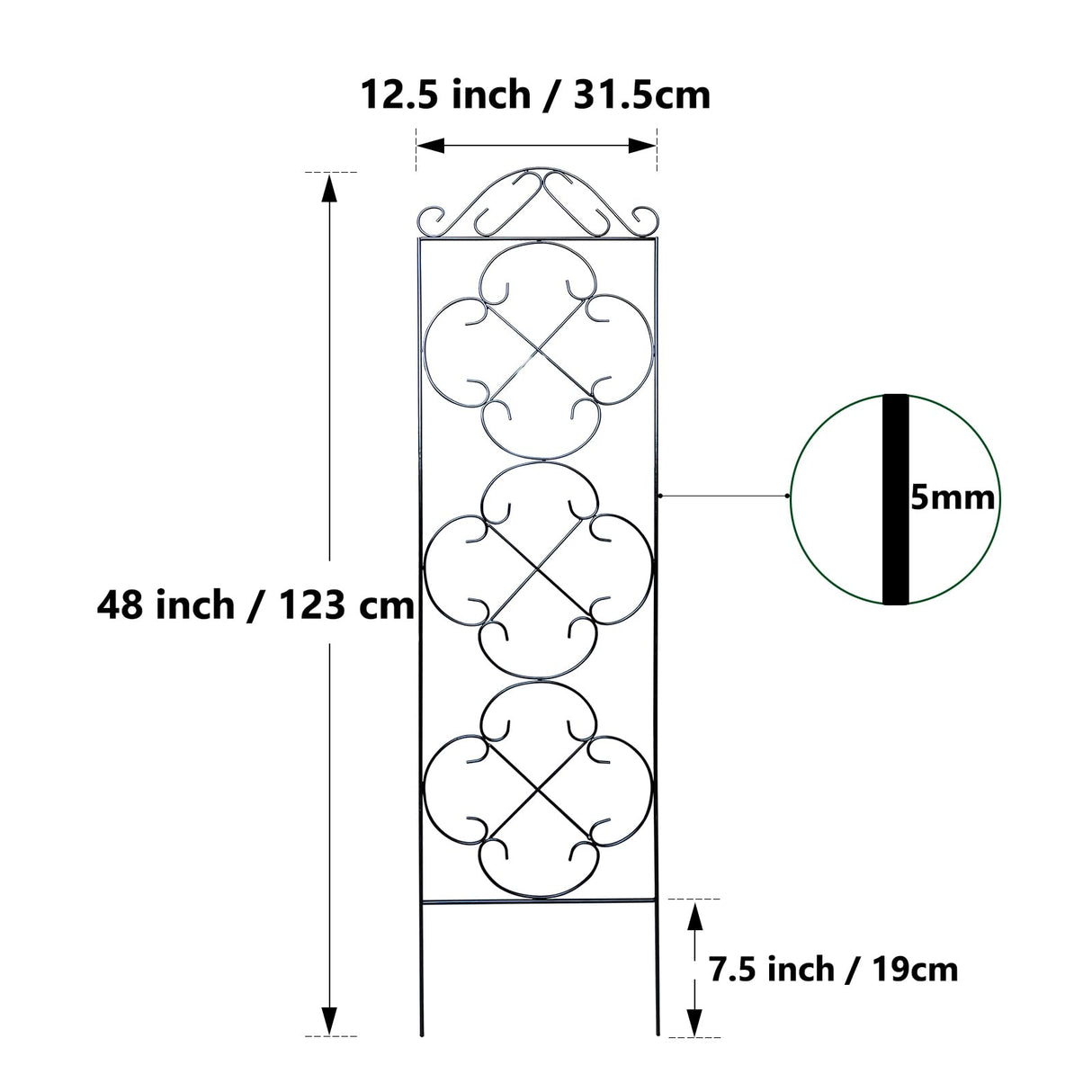 Thealyn 4 Pack 48" x 12.5" Metal Trellis for Potted Plants and Planters