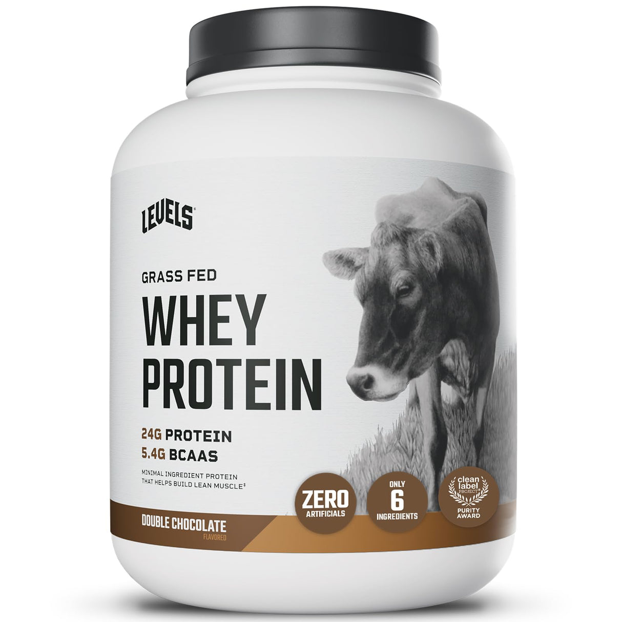 Levels Grass Fed Whey Protein Powder, No Artificials, 24G of Protein, Double Chocolate, 5LB