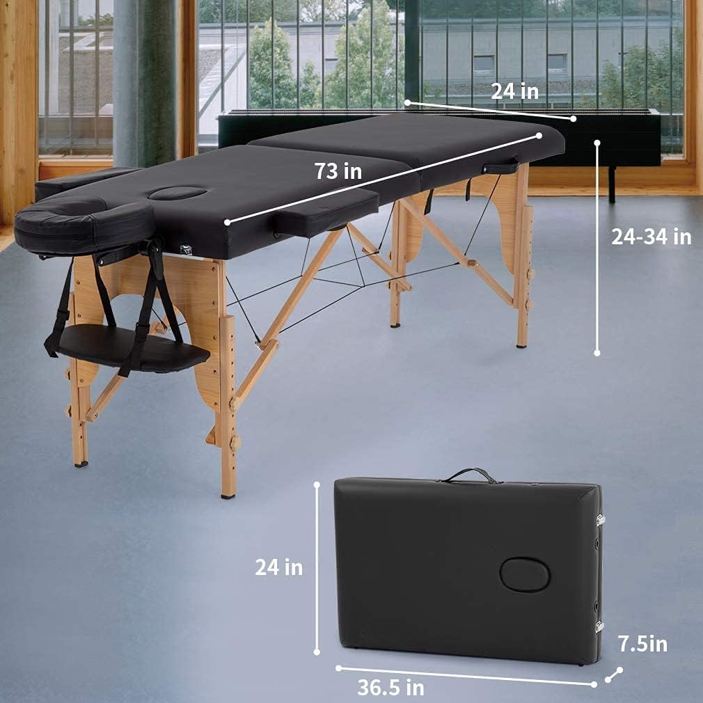 BestMassage Massage Bed Portable Massage Table 24 inche Wide Lash Bed Heigh Adjustable 2 Folding Spa Table with Non-Woven Bag for Spa Footmassage Facial CareSpa Tattoo
