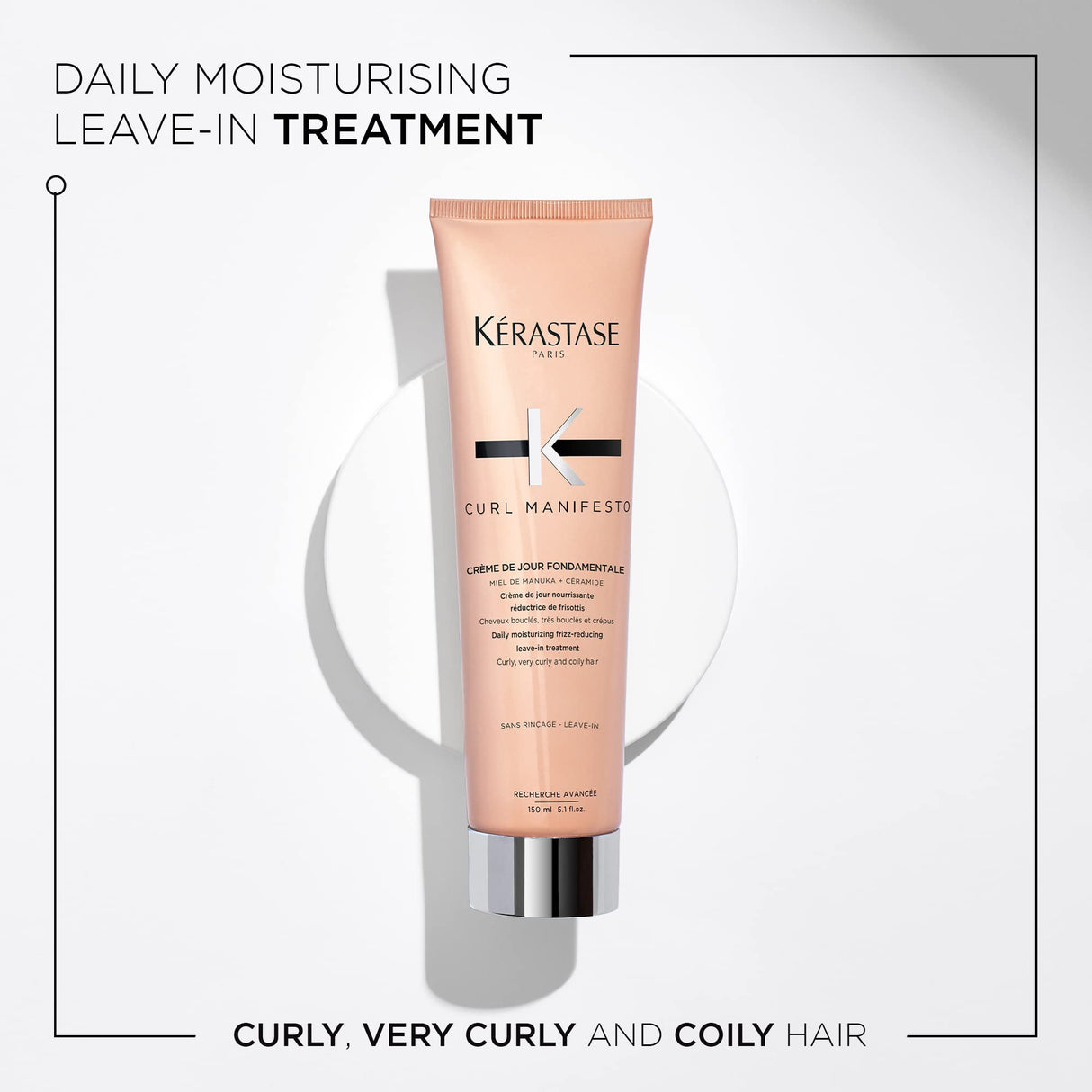 KÉRASTASE Curl Manifesto Crème de Jour Fondamentale Hair Cream - Leave In Treatment & Heat Protectant, Controls Frizz & Enhances Curls, 5.07 Fl Oz